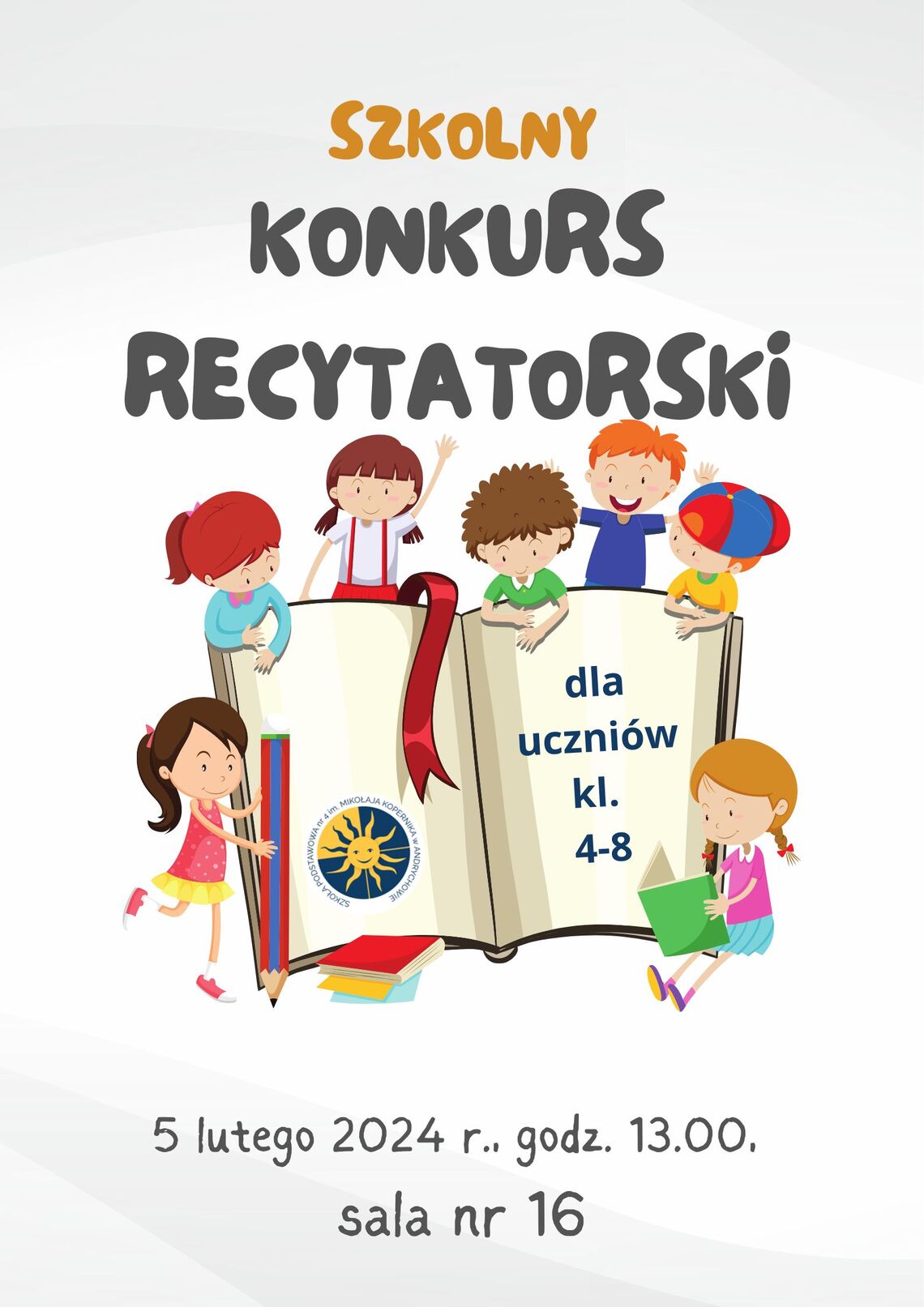 Szkolny konkurs recytatorski - zaproszenie