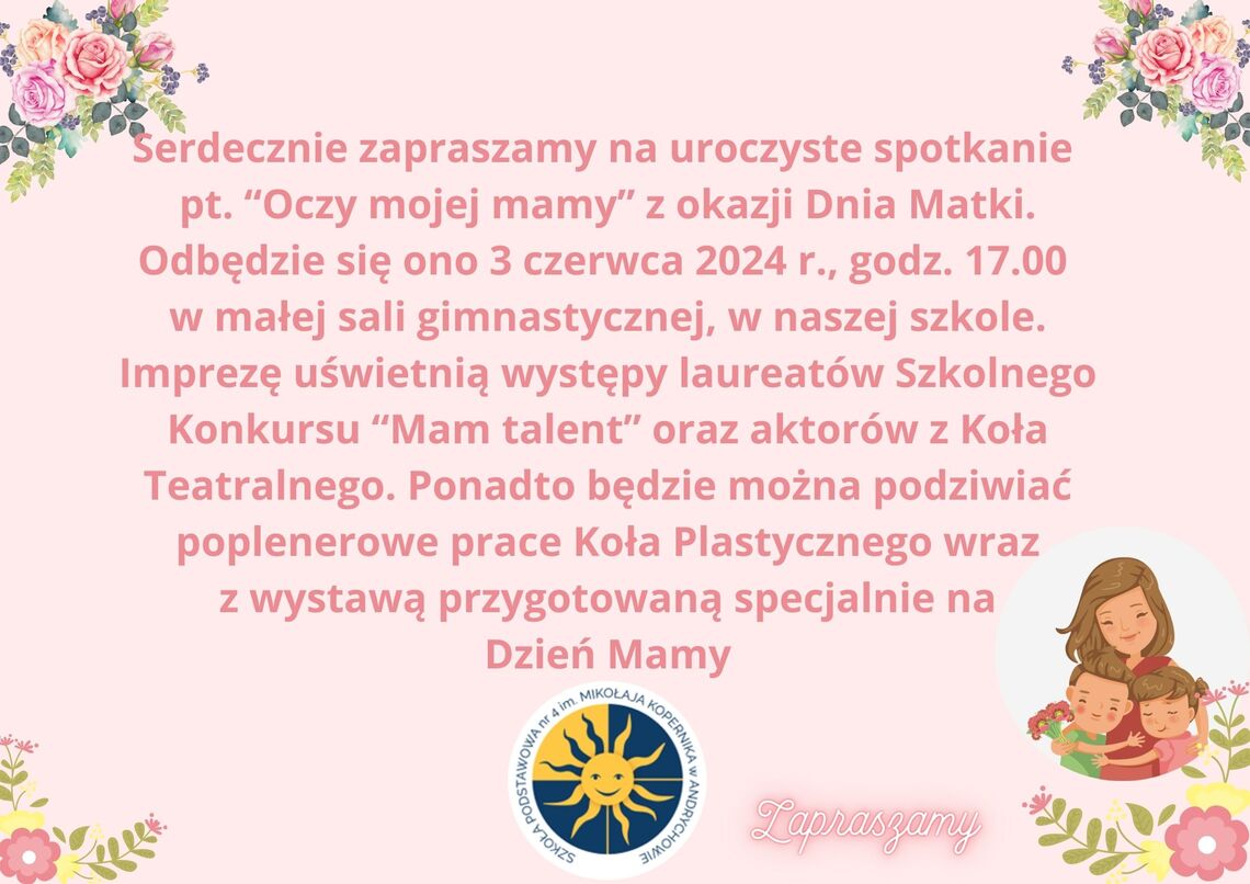 Zaproszenie na spotkanie "Oczy mojej Mamy"